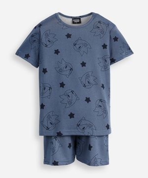 pijama curto infantil sonic azul