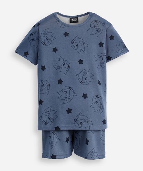 pijama curto infantil sonic azul