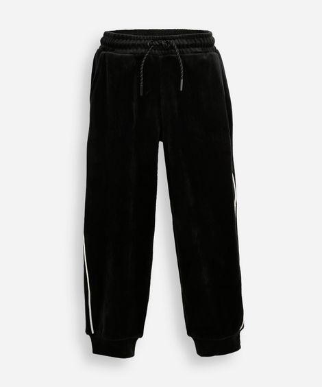 calça jogger de plush infantil com nervura preto