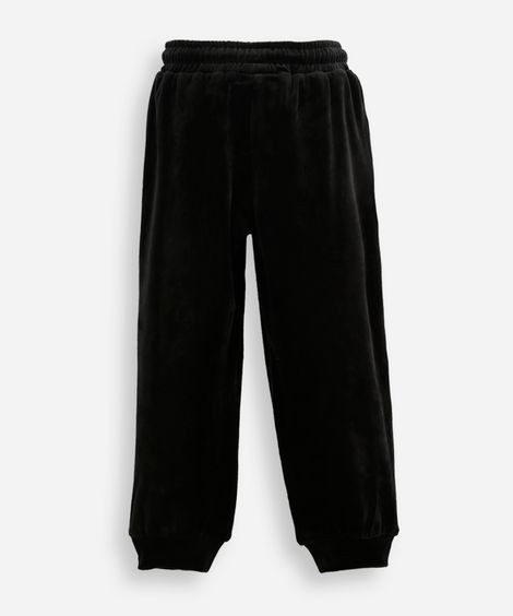 calça jogger de plush infantil com nervura preto