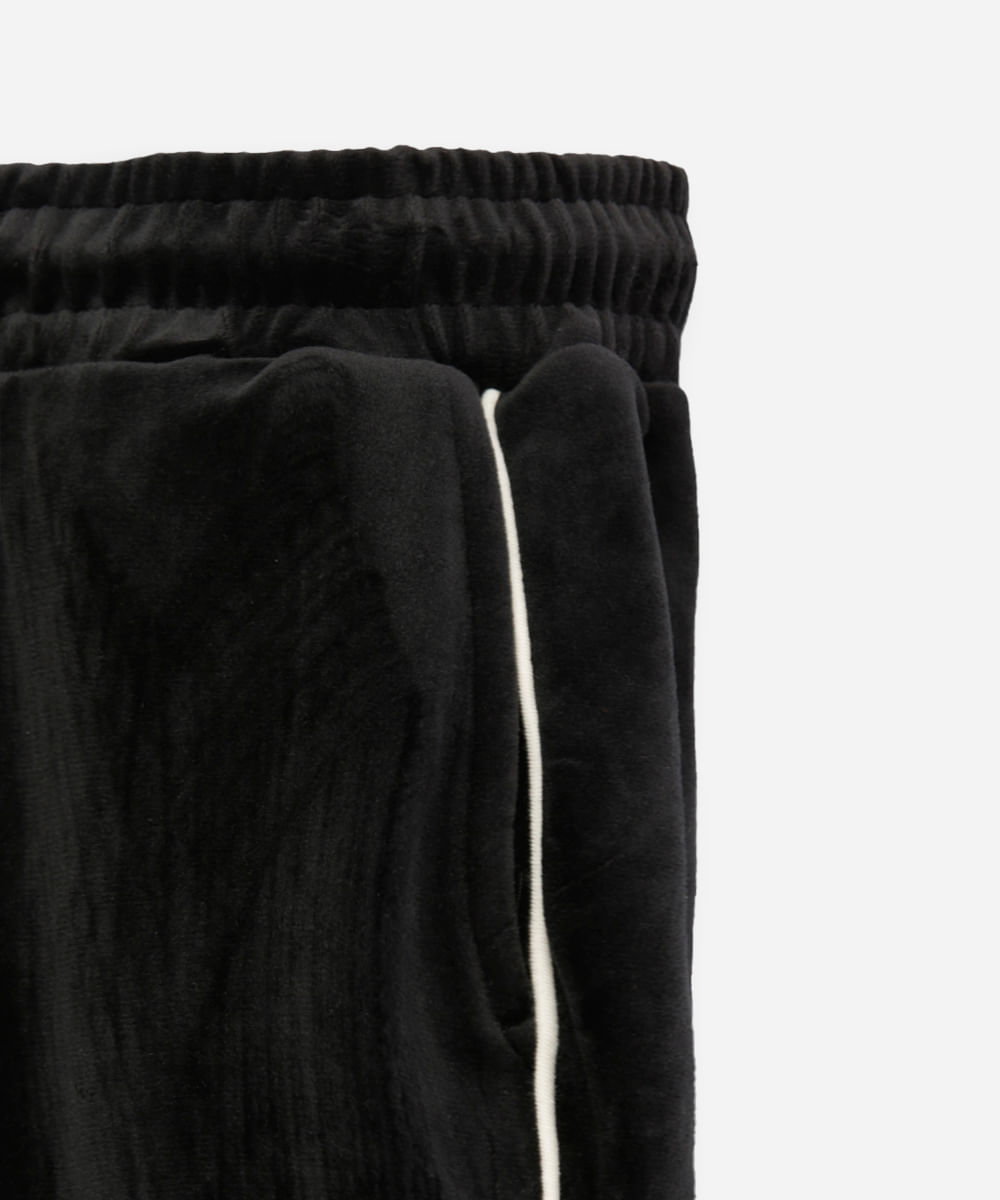 calça jogger de plush infantil com nervura preto