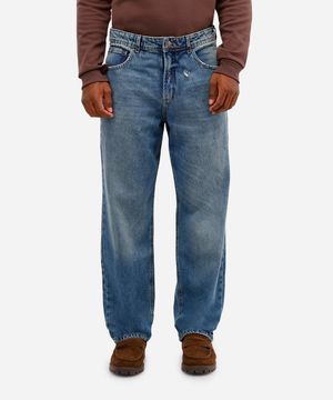 calça skater masculina jeans dirty azul