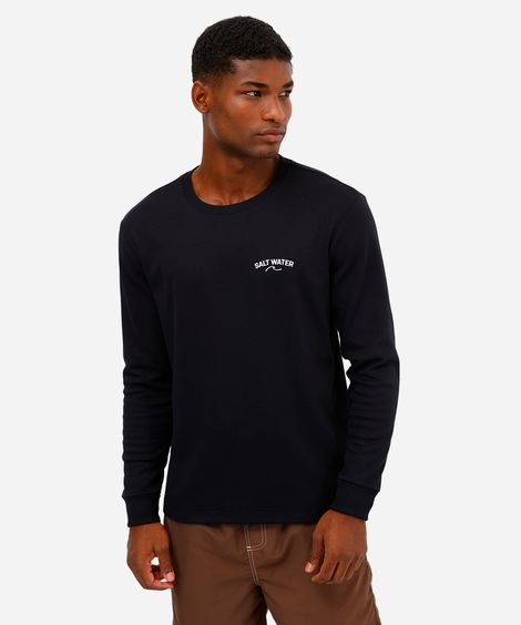 camiseta masculina manga longa salt water preta