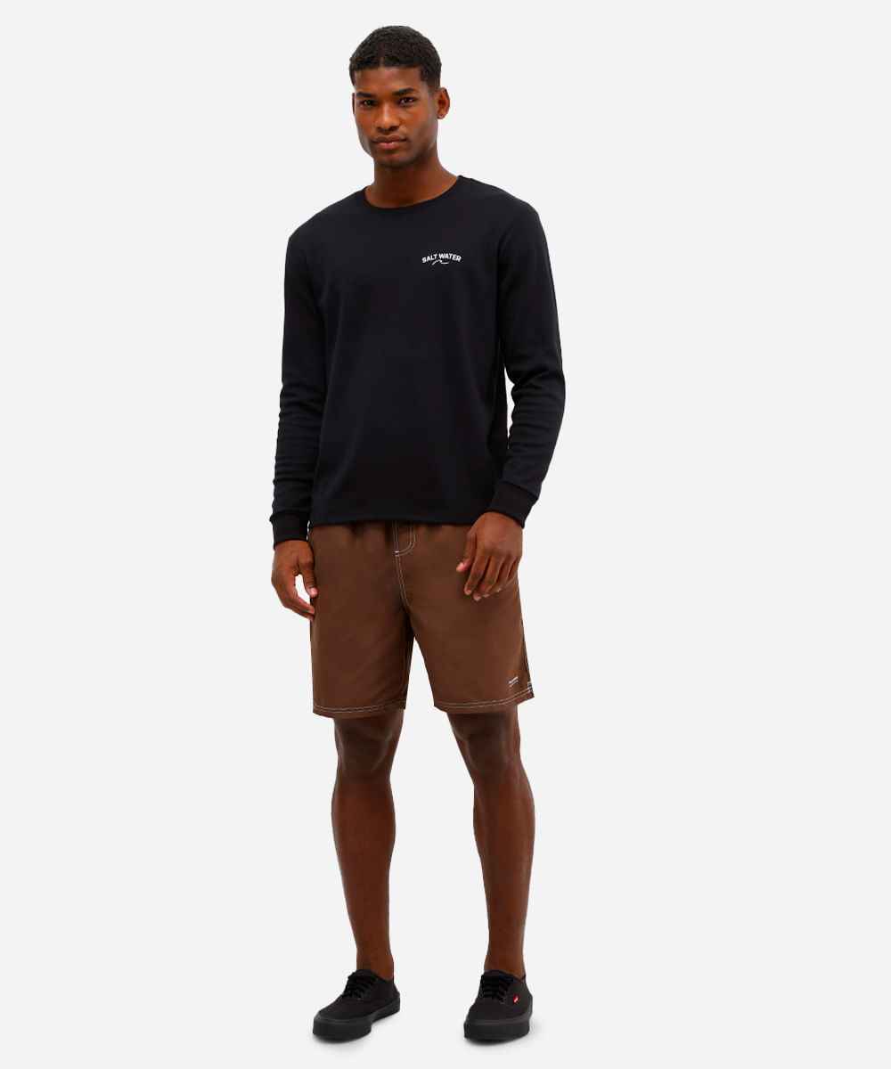 camiseta masculina manga longa salt water preta