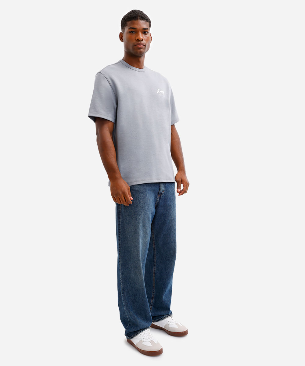 camiseta masculina de algodão enjoy - azul