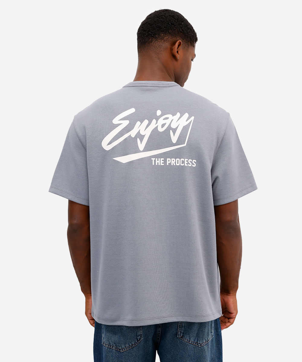 camiseta masculina de algodão enjoy - azul