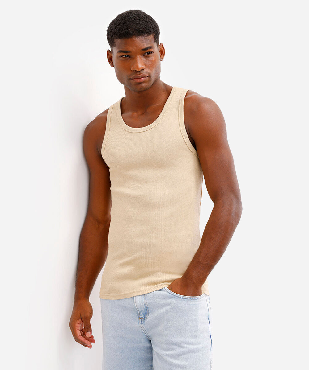 regata básica canelada bege