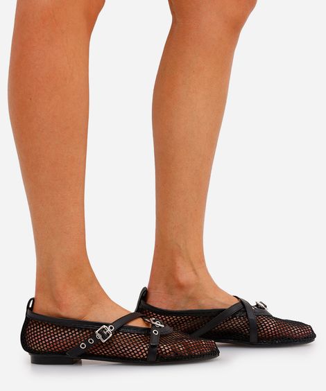 sapatilha de telinha com fivela oneself preta