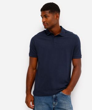 polo básica manga curta azul