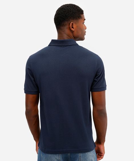 polo básica manga curta azul