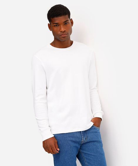 camiseta de algodão peruano bold manga longa branca