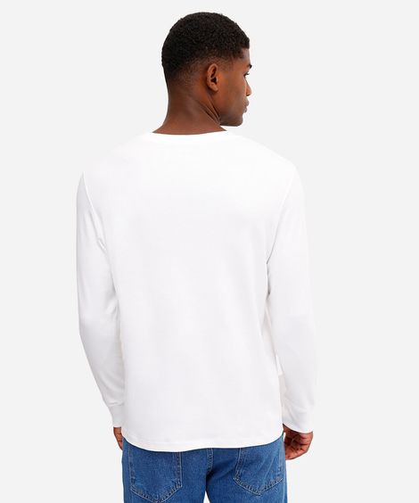 camiseta de algodão peruano bold manga longa branca