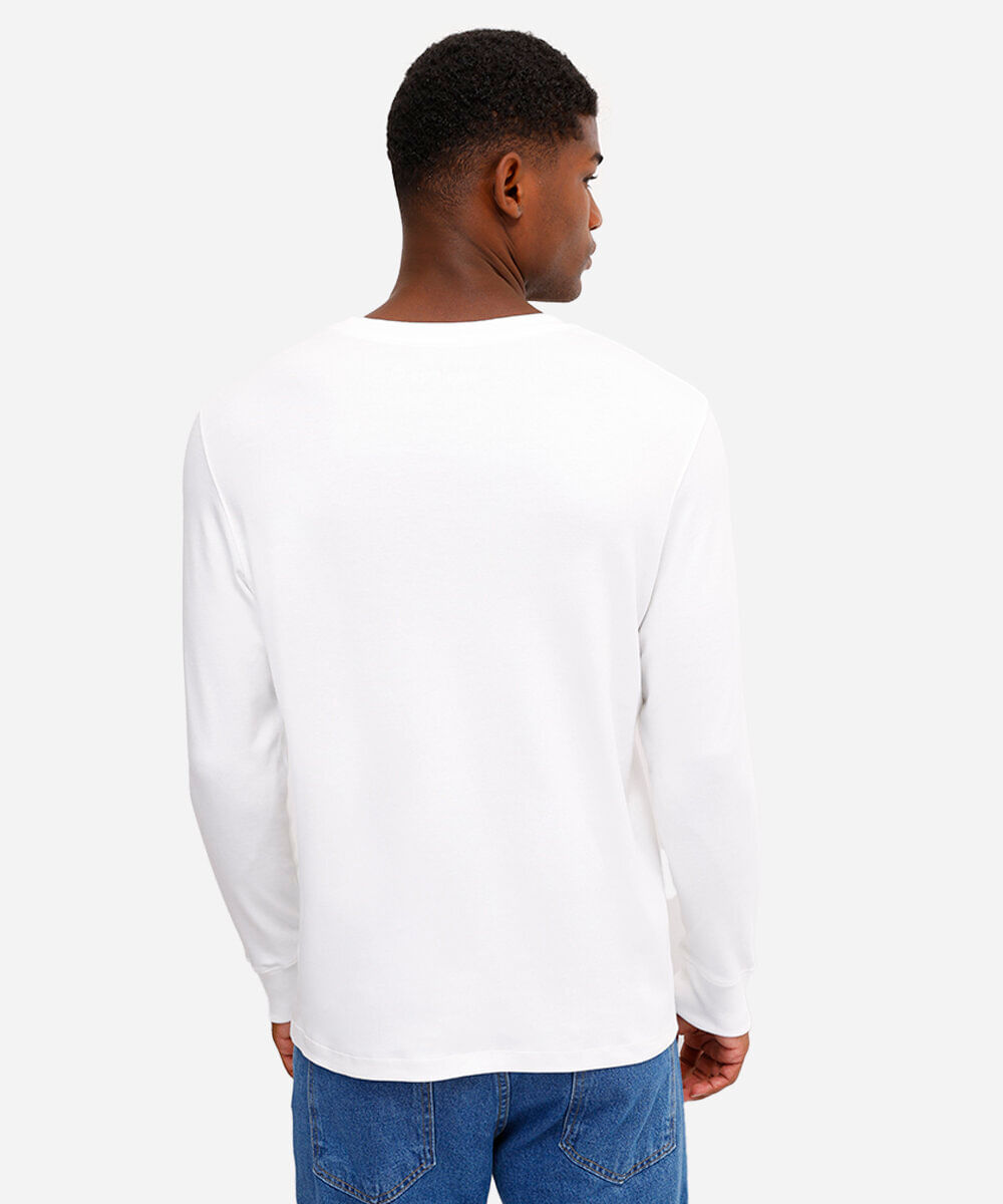 camiseta de algodão peruano bold manga longa branca