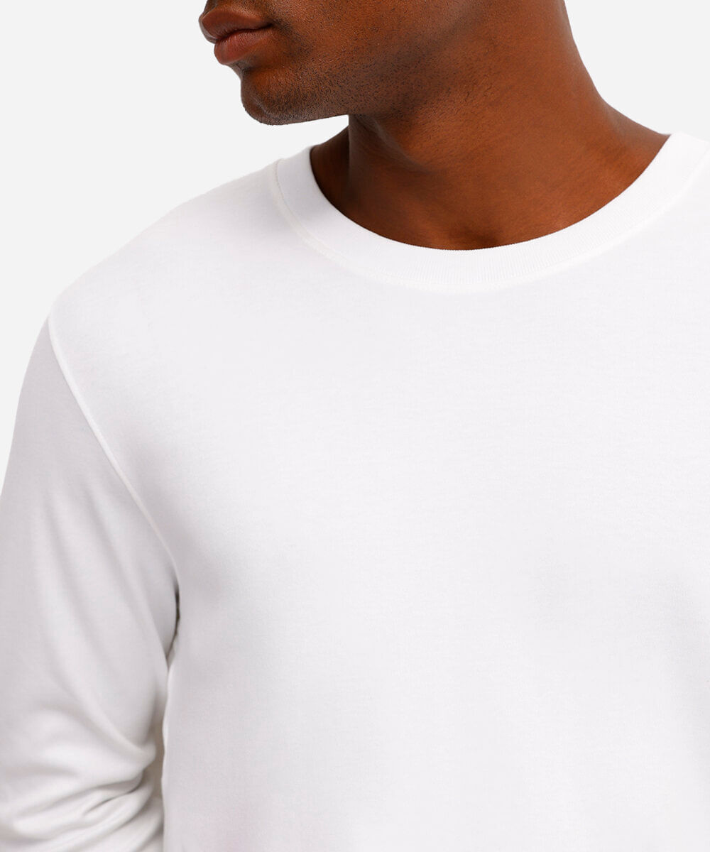 camiseta de algodão peruano bold manga longa branca