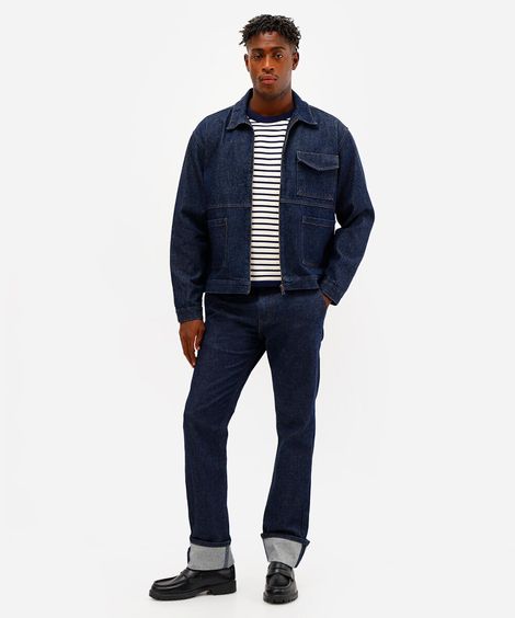 calça reta masculina jeans azul