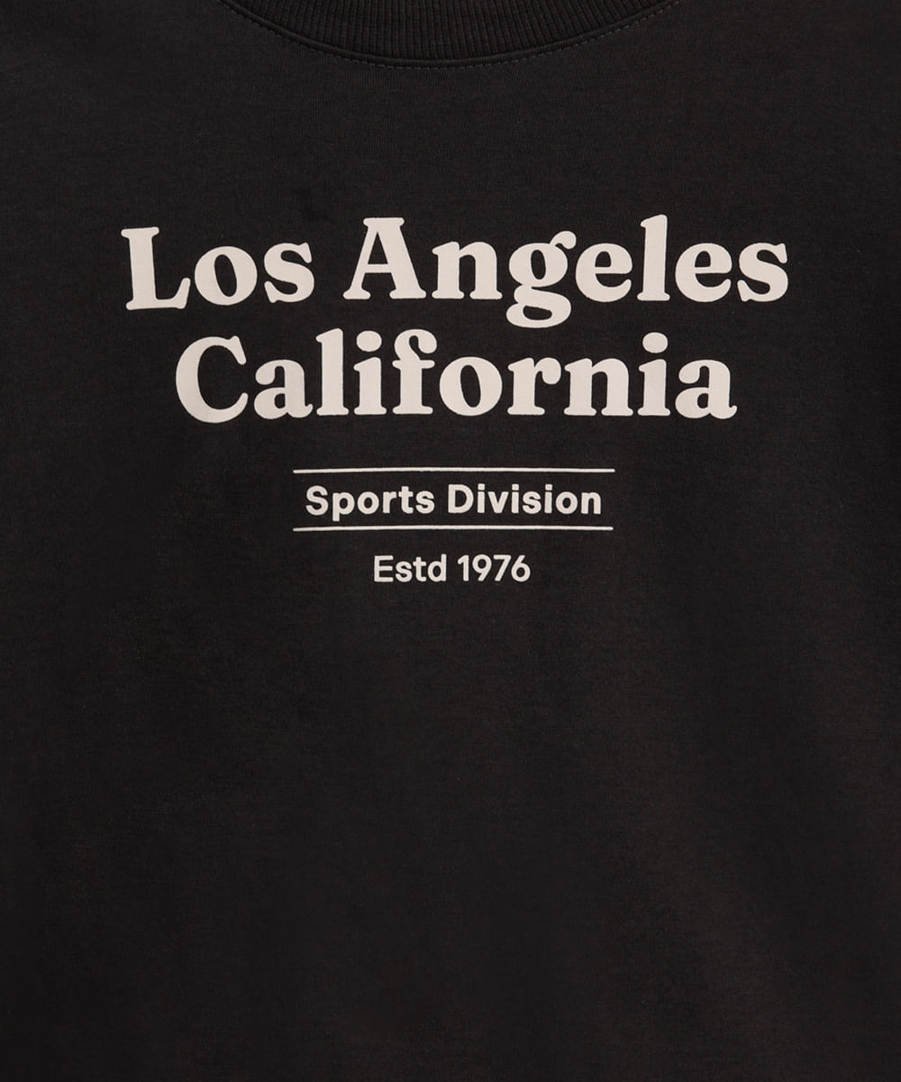 camiseta de algodão juvenil los angeles california cinza