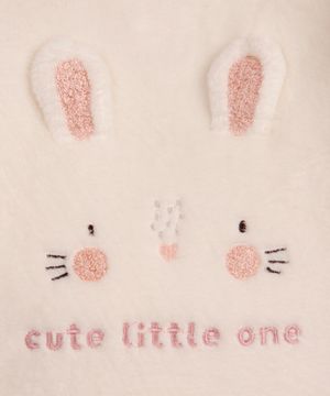 conjunto infantil longo de fleece coelhinho off white