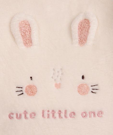 conjunto infantil longo de fleece coelhinho off white