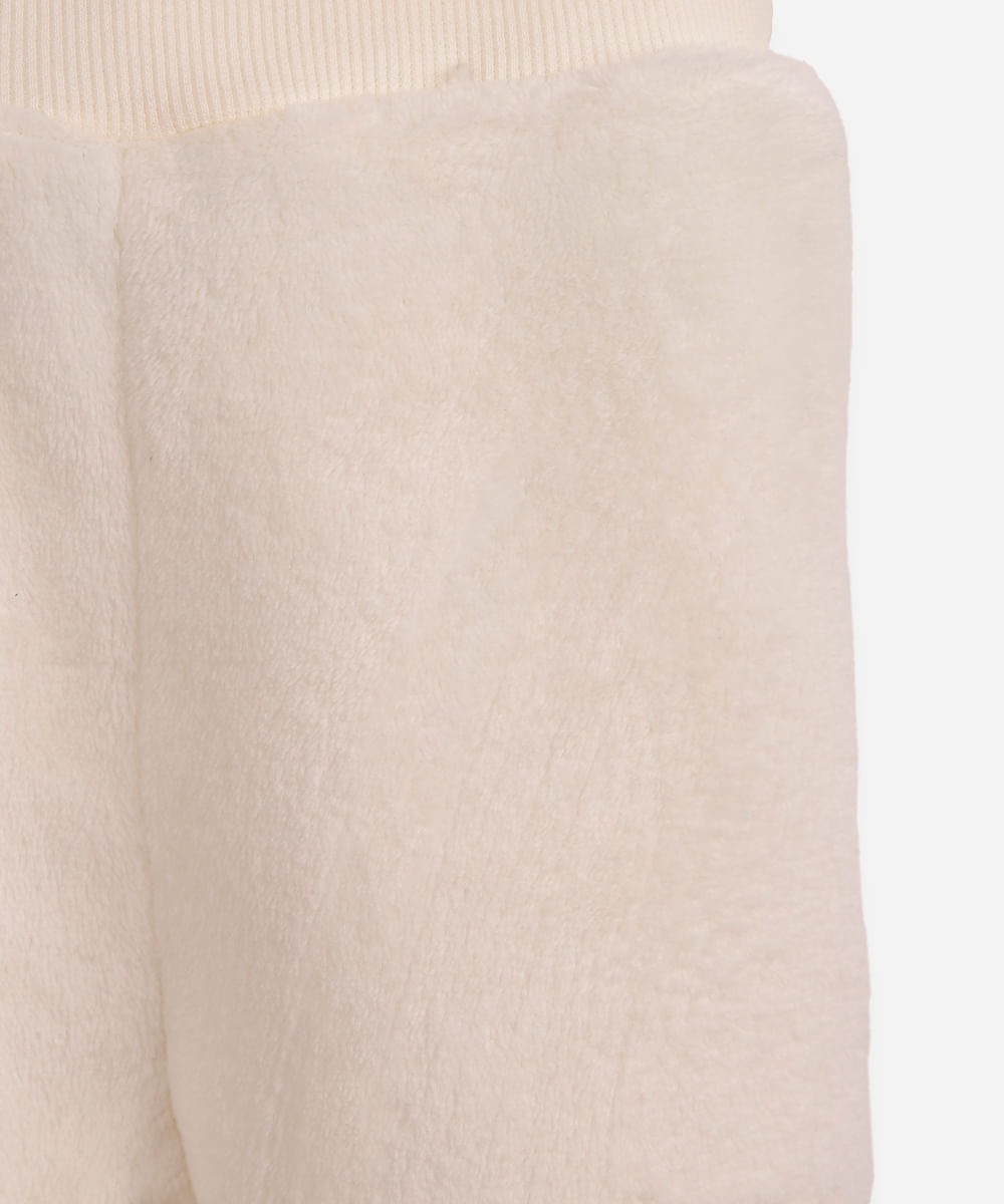 conjunto infantil longo de fleece coelhinho off white