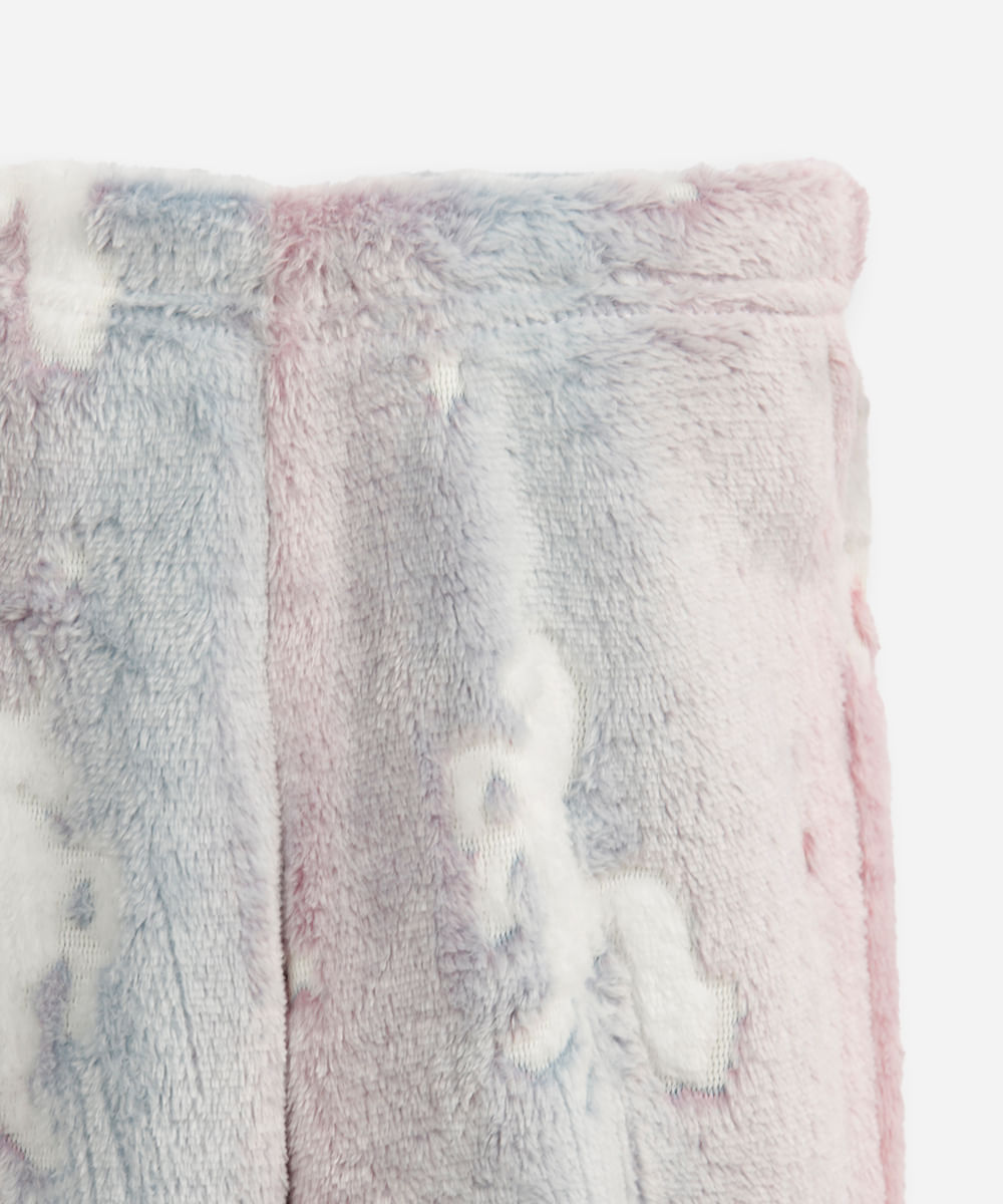 pijama longo infantil de fleece unicórnio brilha no escuro colorida