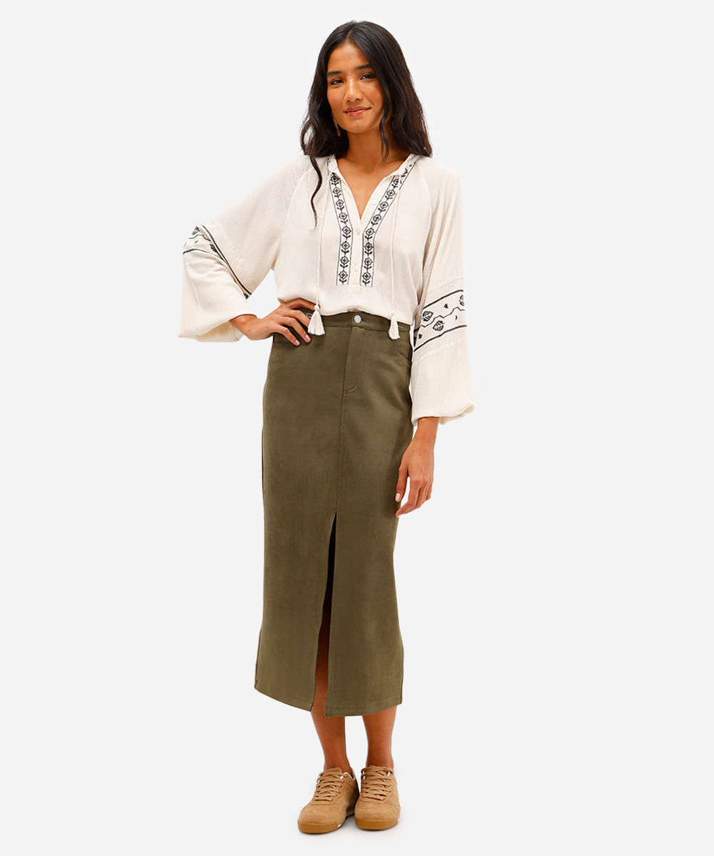 bata feminina de viscose com bordado texturizada off white