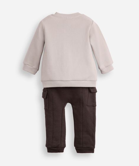 conjunto longo infantil texturizado cinza