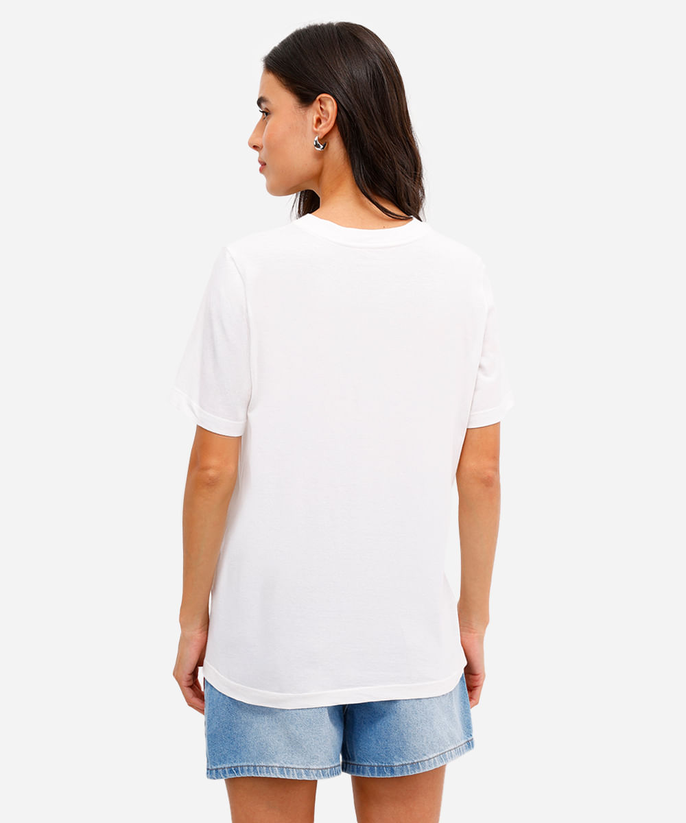 camiseta feminina de algodão lilo e stitch off white