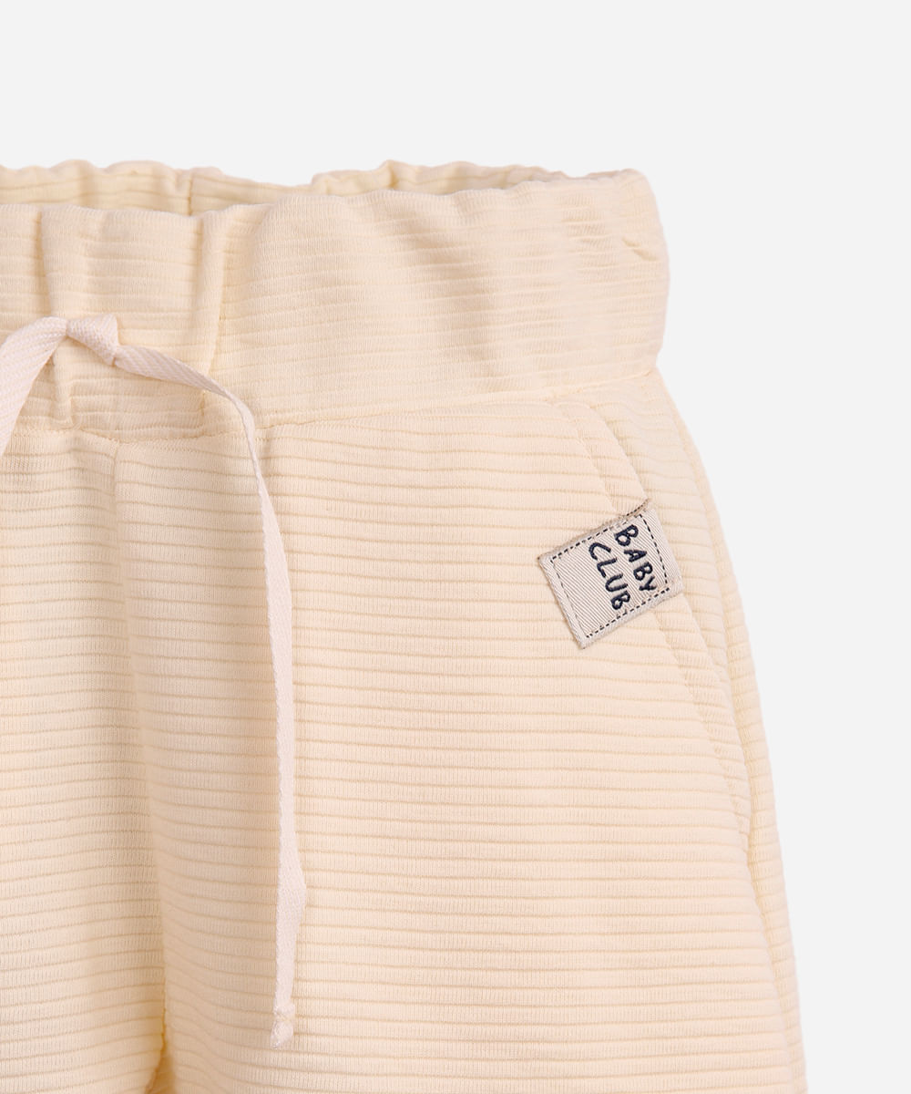 conjunto de moletom infantil canelado com capuz bege