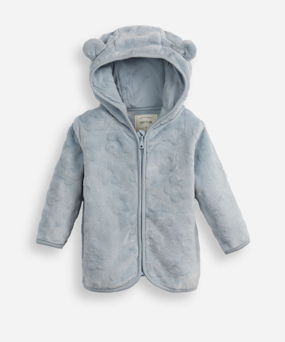 jaqueta de fleece infantil floral azul