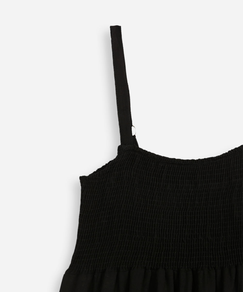 vestido midi juvenil de viscose com fenda preto