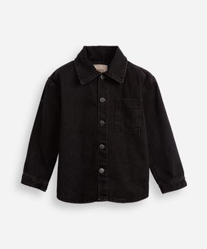jaqueta shacket infantil jeans preta
