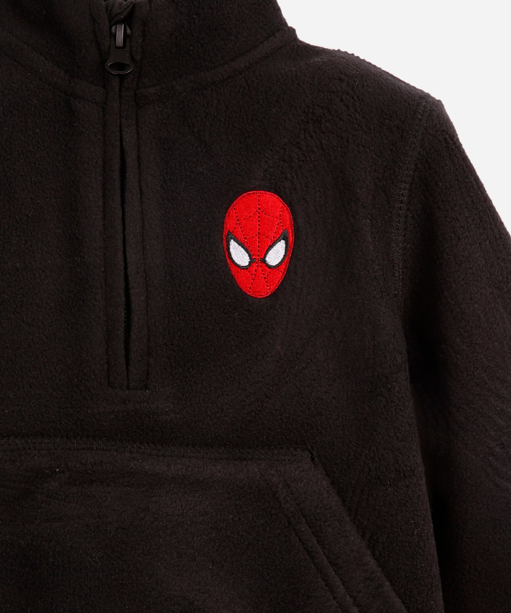 blusão de moletom infantil gola alta homem aranha preto