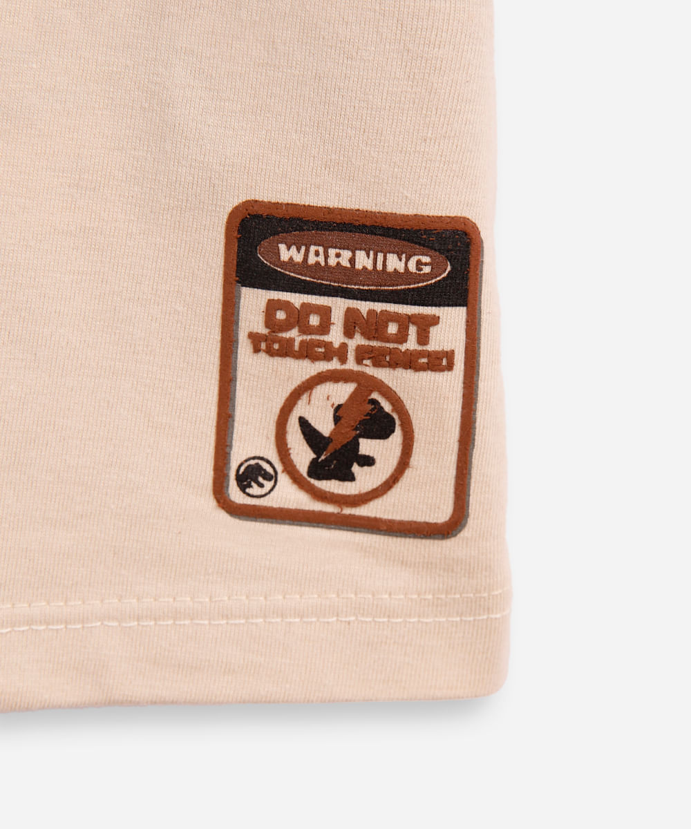 camiseta de algodão infantil jurassic world bege