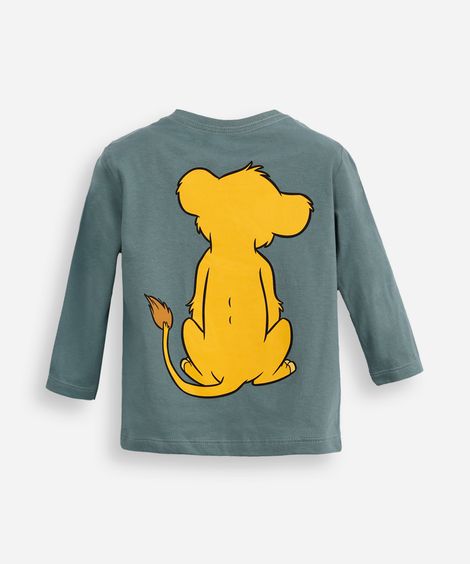 camiseta infantil de algodão manga longa simba verde