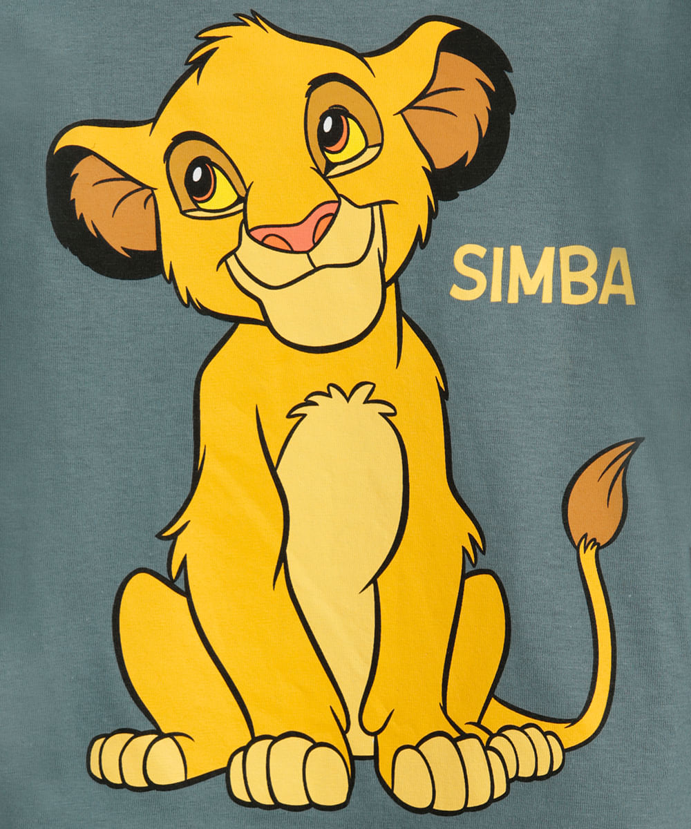 camiseta infantil de algodão manga longa simba verde