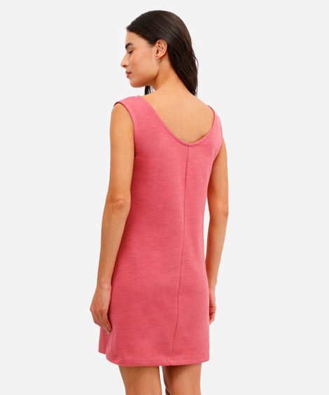 vestido curto decote redondo - rosa médio