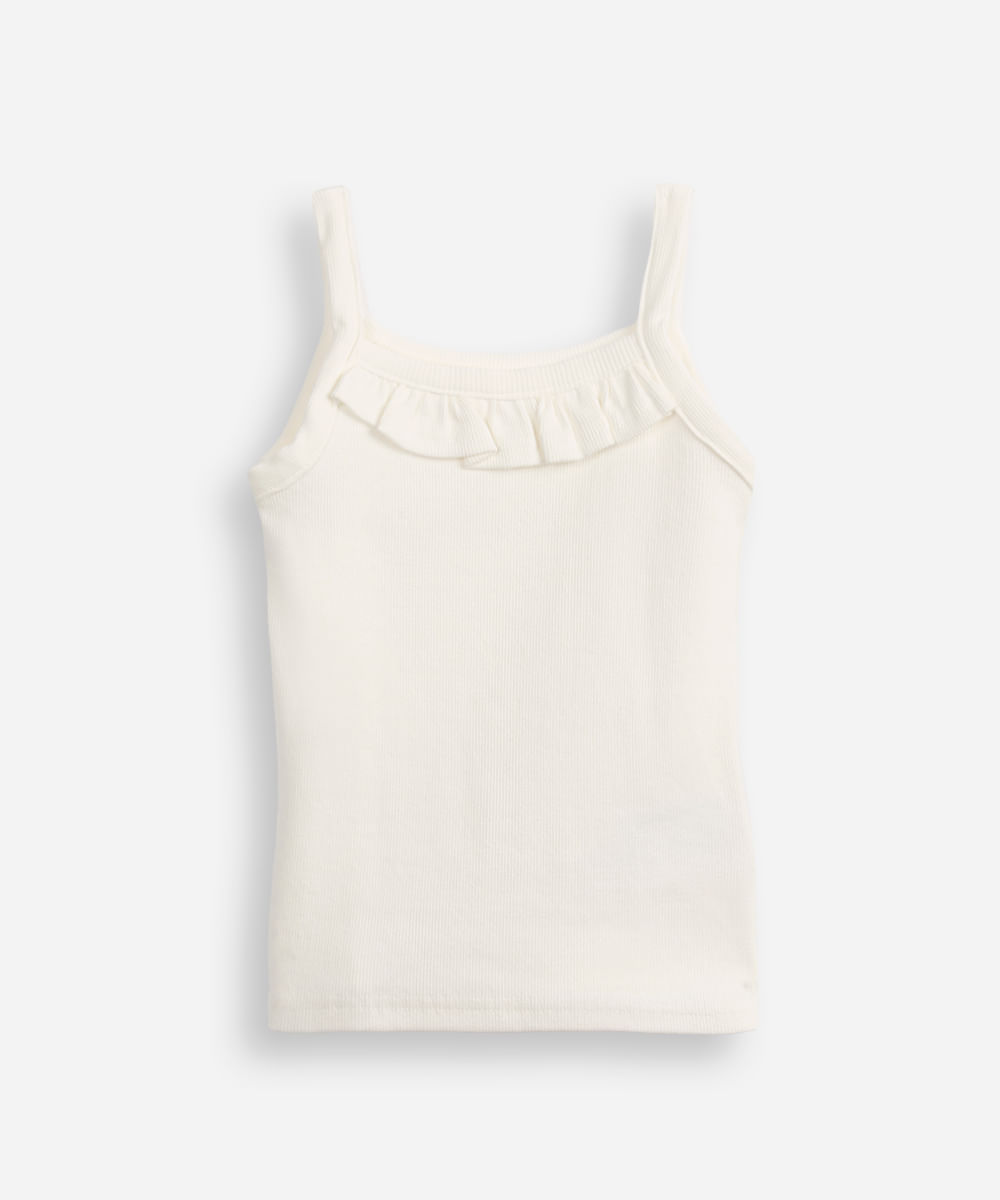 regata de algodão infantil com babados off white