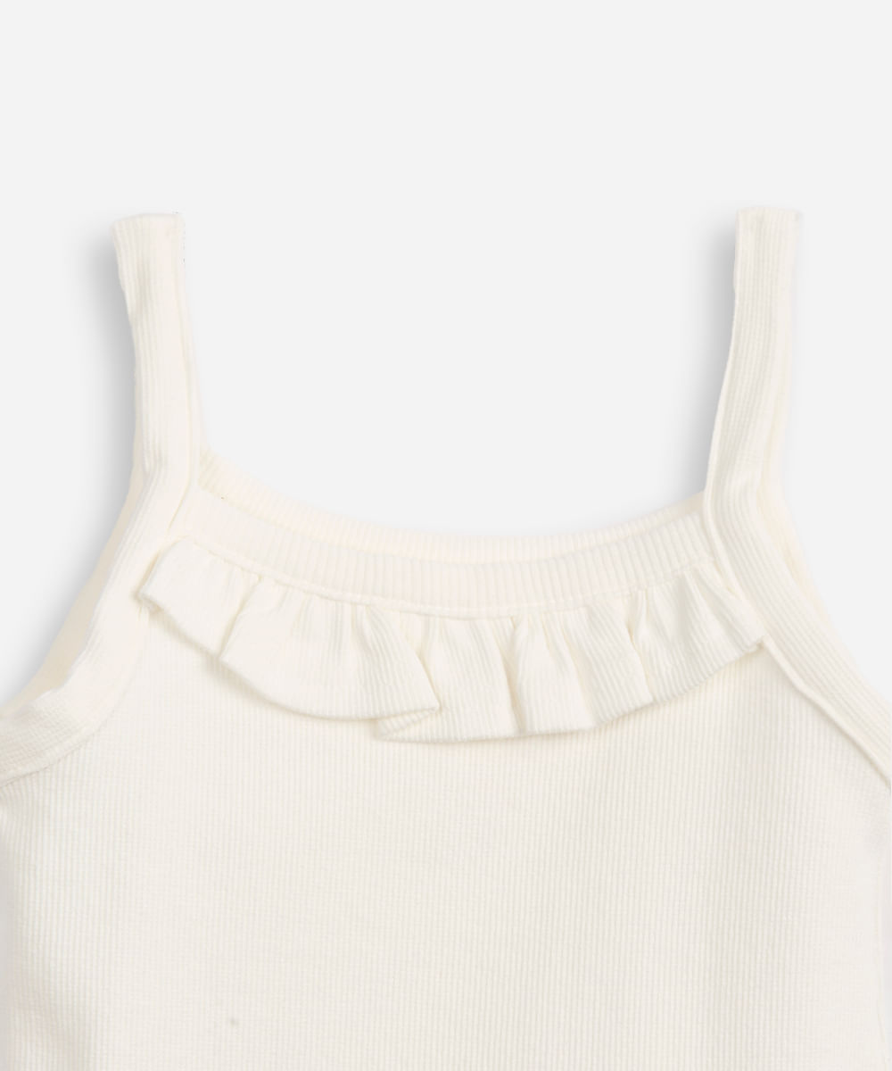 regata de algodão infantil com babados off white