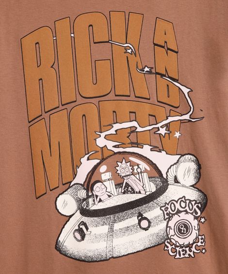 camiseta de algodão juvenil rick e morty bege