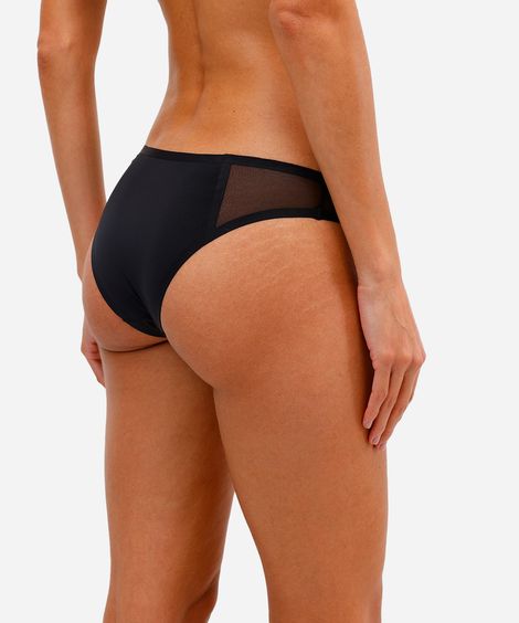 calcinha biquíni com recorte em tule preta