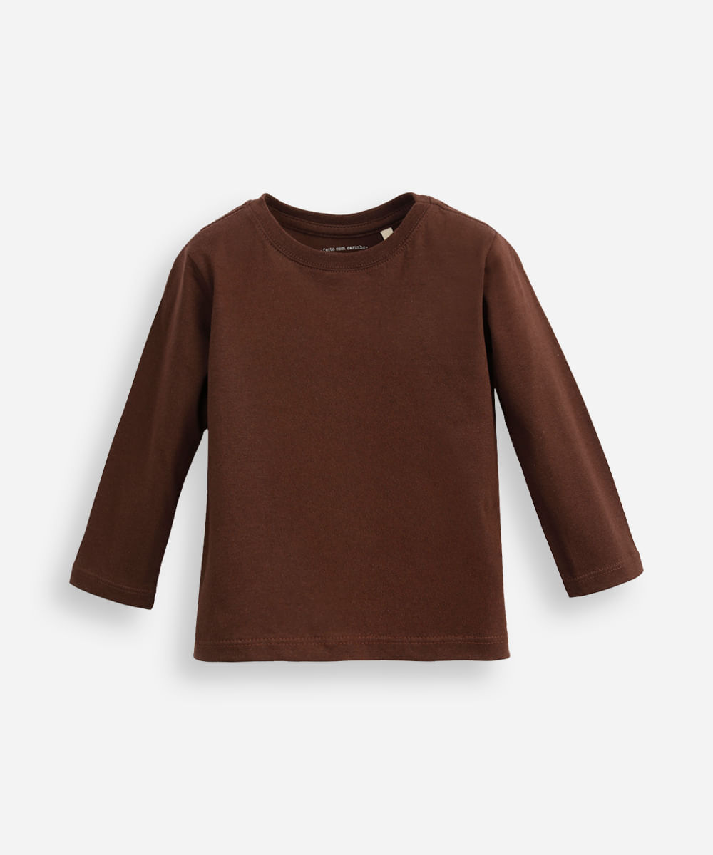 camiseta de algodão infantil marrom