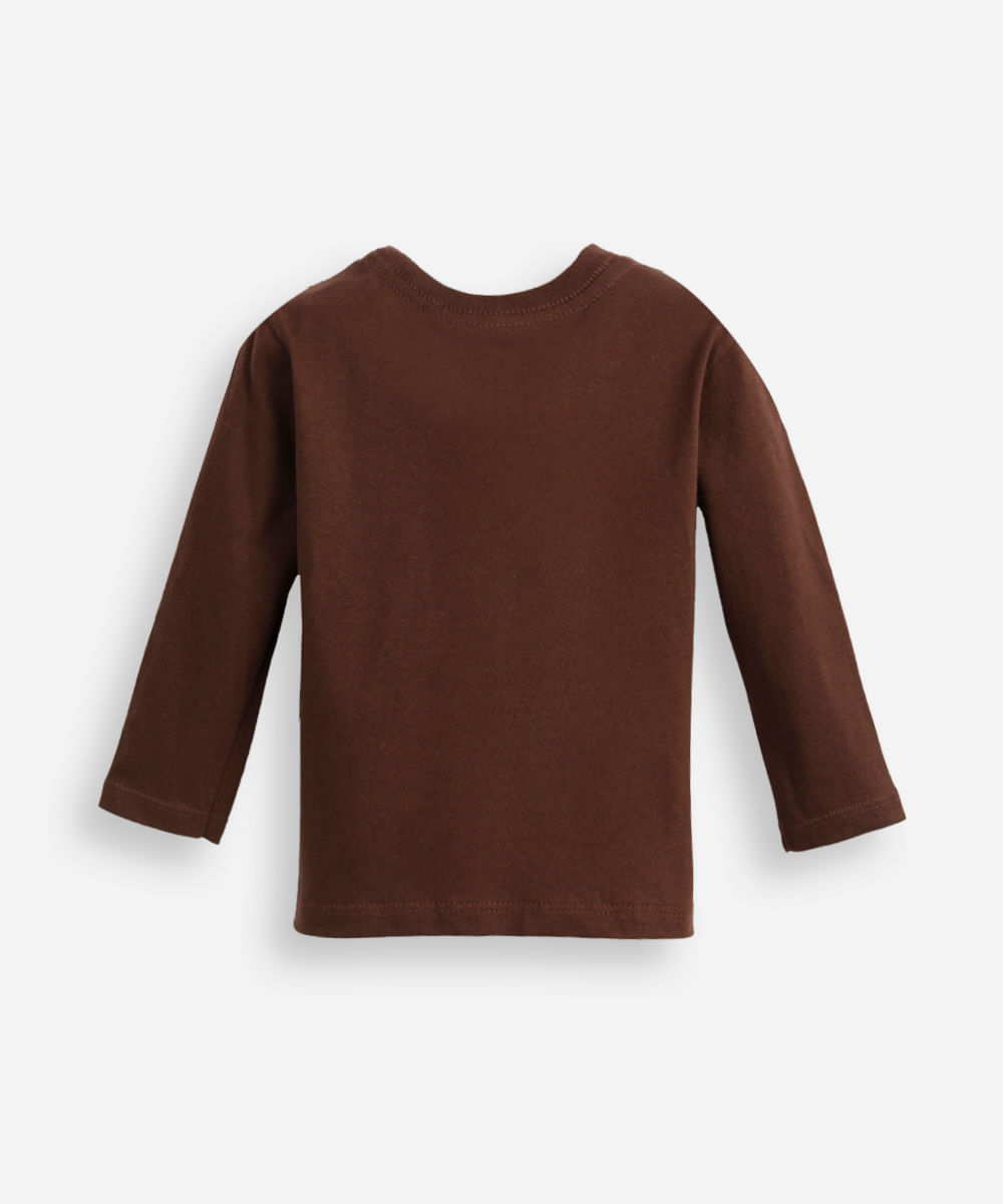 camiseta de algodão infantil marrom