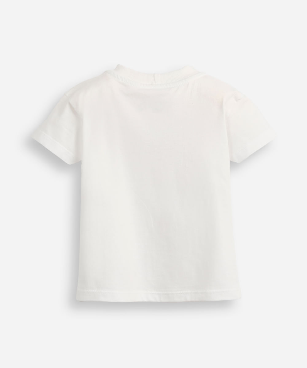 camiseta de algodão infantil manga curta ursinho off white