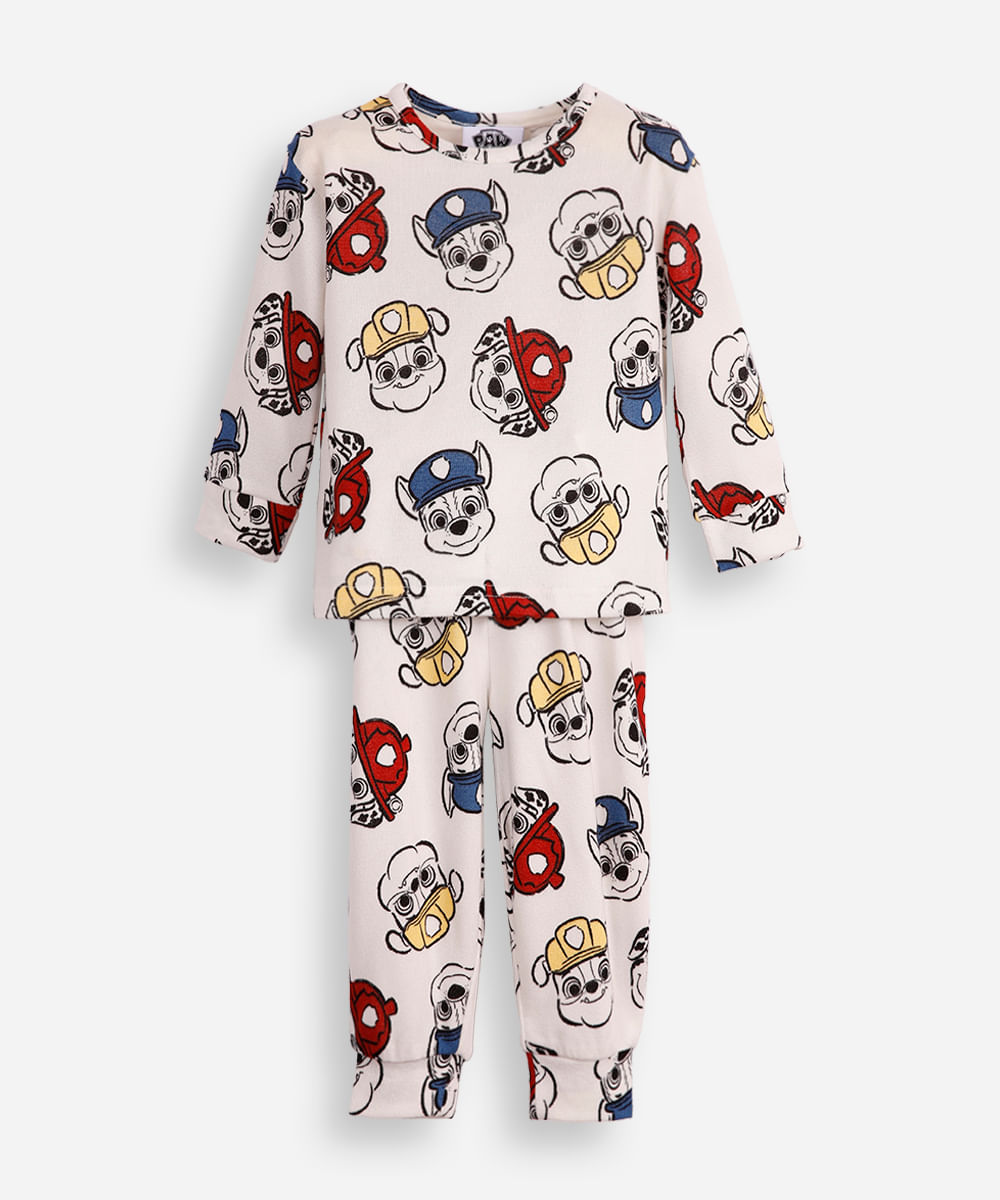 pijama longo infantil patrulha canina - off white