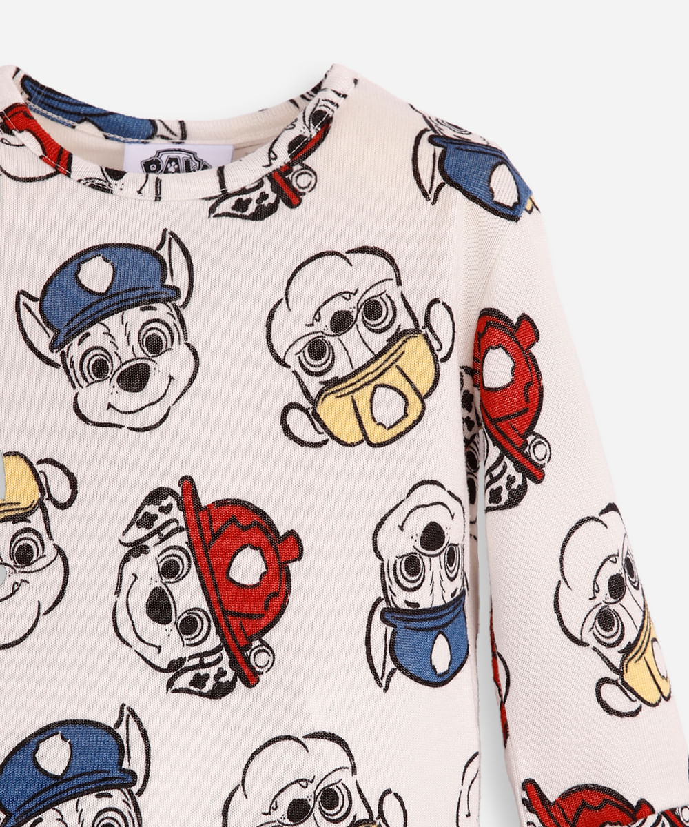 pijama longo infantil patrulha canina - off white
