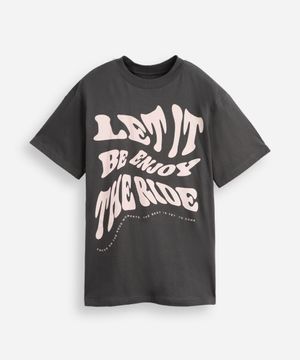 camiseta de algodão juvenil let it be enjoy the ride cinza