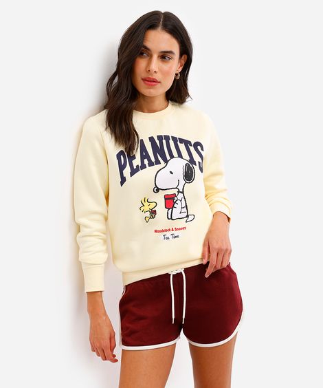 blusão feminino de moletom snoopy amarelo