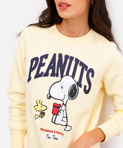 blusão feminino de moletom snoopy amarelo