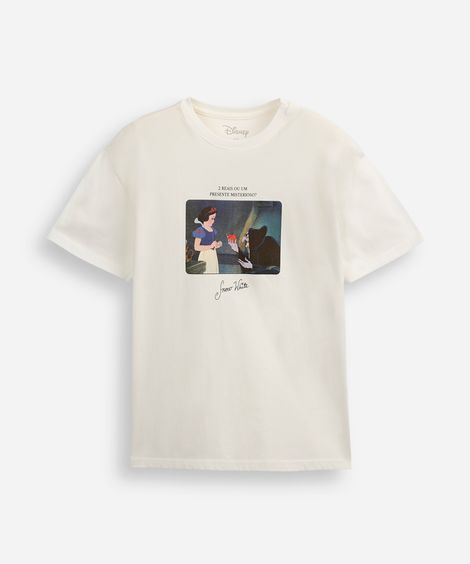 camiseta de algodão juvenil branca de neve off white