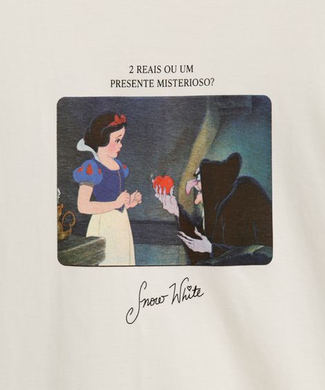 camiseta de algodão juvenil branca de neve off white